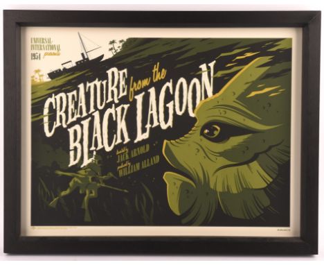 Tom Whalen: Creature from the Black Lagoon, The Universal Monsters (2013) Limited edition silkscreen print, framed with non-r