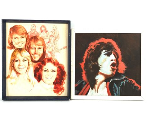 Collection of artworks of popular culture figures from Film, TV and Music. Artists unknown. Mick Jagger, Willie Rushden, Clin