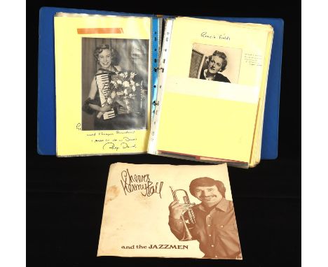 Autographs: Scrapbook binder once belonging to jazz drummer Raye Du-Val born Soho 1932 - Contains cuttings, notes and autogra