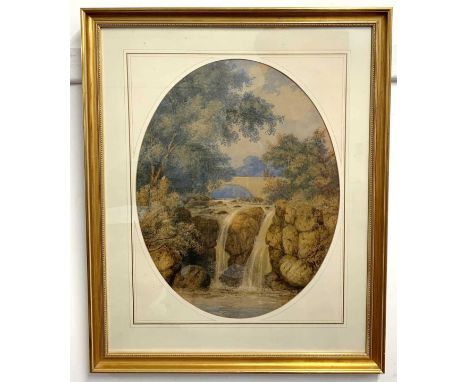 William James Boddy (British, 19th Century),' The Golden Gleam', watercolour, signed, framed, oval mounted and glazed. 21x16i