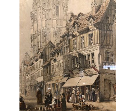 J Fudge (British, 19th Century), Two prints of Rouen, France, including the cathedral, lithograph, 15x12ins., approx., framed