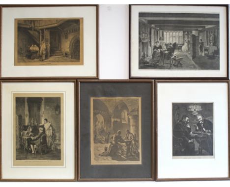 Schachgraphik. Konvolut von 6 gerahmten Holzstichen und Drucken mit Schachmotiven aus der Zeit um 1900. Verschiedene Formate 