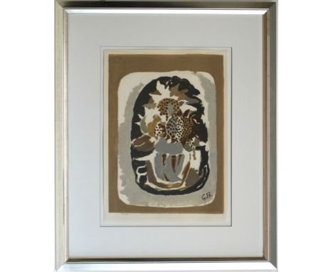 Braque, Georges (?). (Blumenbouquet in braunen Farben). Farblithographie (Mischtechnik) auf Papier nach einem Original von Ge