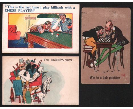 Postkarte. Karikatur. „I’m in a bad position“. Farbige und postalisch gelaufene Postkarte nach R. Lillo, ca. 1912. Größe 13,8