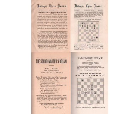 Dubuque Chess Journal. Volume VIII, No. 59 (January) 1875 – No. 85 (March) 1878 in 3 Bänden gebunden. Dubuque, Brownson, 1875