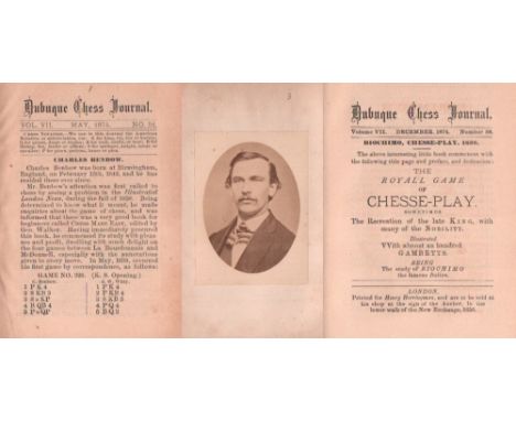 Dubuque Chess Journal. Volume VII, No. 51 (May) 1874 – No. 58 (December) 1874. Dubuque, Brownson, 1874. 8°. Mit 3 Porträttafe