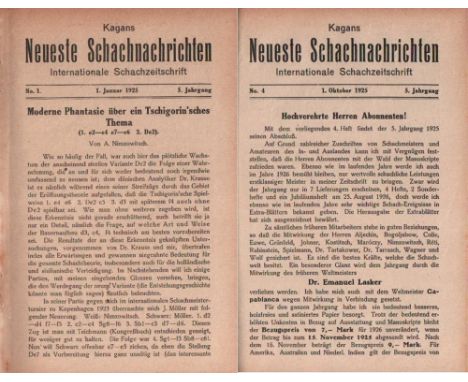 Kagan's Neueste Schachnachrichten. Internationale Schachzeitschrift. Hrsg. von Bernhard Kagan. 5. Jahrgang 1925. Berlin, Kaga