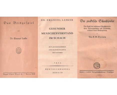 Lasker, Em. Das Bridgespiel. Berlin, Scherl, ca. 1931. 8°. 64 Seiten, 1 Bl., 1 Bl. Anzeigen. Orig. geheftet. (33) * Laskers S