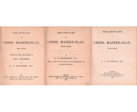 Dufresne, Jean und C. T. Blanshard. Examples of chess master – play. Translated from the german  … by T. Blanshard (Band 1). 