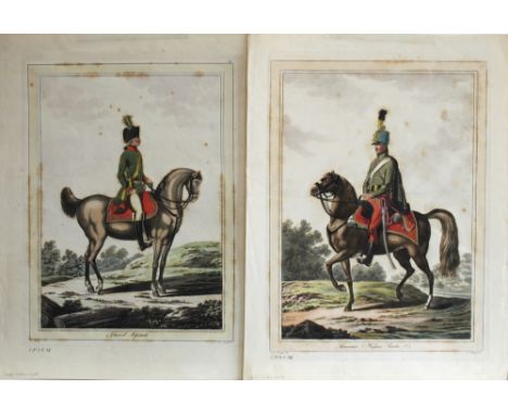 Uniformen. Konvolut von 7 verschiedenen kolorierten Lithographien mit Uniformdarstellungen aus verschiedenen Werken. Alles un