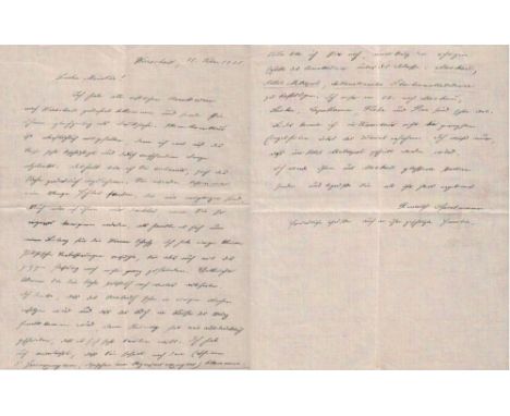Spielmann, Rudolf. Eigenhändig geschriebener Brief von Spielmann in deutscher Sprache, Warschau vom 11. Februar 1935 und sign