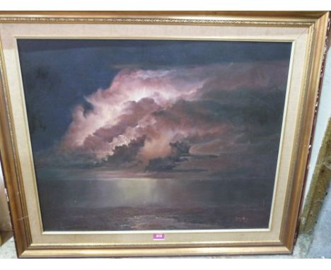 IRMA MARX. SOUTH AFRICAN 20TH CENTURY Thunderstorm over the Limpopo River. Signed. Oil on board 24' x 30'
