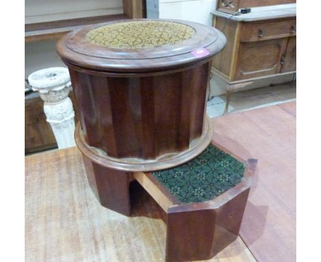 A Victorian mahogany step commode of fluted columnar form