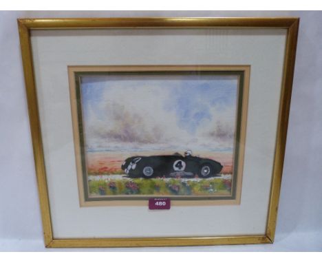 F.G. BARRATT. BRITISH 20TH/21ST CENTURY Rheims 12 Hour Sports Car Race 1953. Signed, dated 1993. Copper enamel and mixed medi