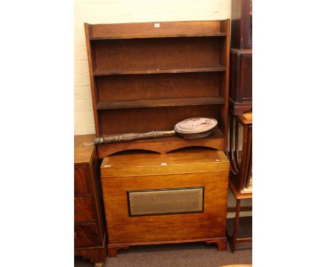 Slim glazed door bookcase, open bookcase and vintage radiogram cabinet (3)