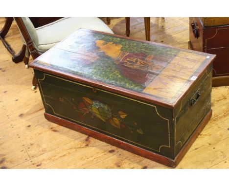 Painted trunk 'Mary', 40cm by 88.5cm