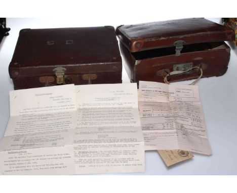 Two small vintage cases including ephemera