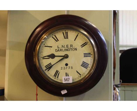 Fusee wall clock, the dial initialled L.N.E.R. Darlington 23778