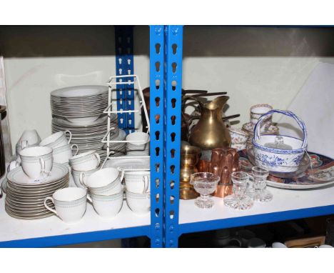 Royal Doulton 'Berkshire' tableware, copper pans and jelly moulds, Imari style plaque, Spode Eden teaware, etc