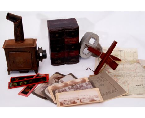 Part Magic Lantern viewer with a collection of slides, early 20th century, mainly circus interest (a/f) 