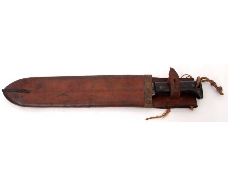 Mid-20th century 1940 dated USA machete, manufactured by Legitimus Collins &amp; Co, together with a leather scabbard, 1941 d