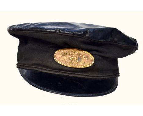 Railway man's cap with oval gilt badge "Engine Man SR" 