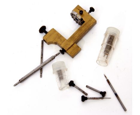 Small box of watchmakers tools and engravers in cardboard box