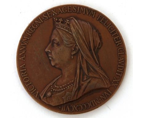 Bronze Queen Victorian Diamond Jubilee medal 1837 to 1897, size approx 56mm diam