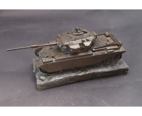 A bronzed resin Centurion Mk IV tank model 