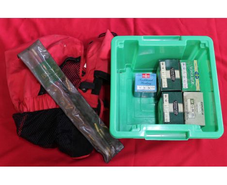 Various 12 bore shotgun cartridges with a cleaning kit and a 'clay shooting' vest, this item can only be purchased by someone