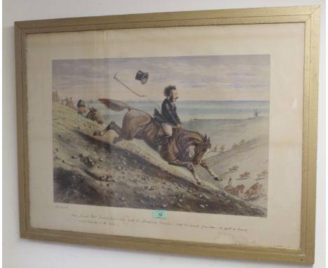 A pair of 19th Century 'John Leech' coloured fox hunting prints (one dated 1865), both 16" x 24", framed and glazed
