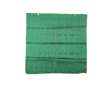 [1798 REBELLION]A commerative green silk panel, embroidered with repeated depictions of Robert Emmet and Henry Joy Mc Gracken