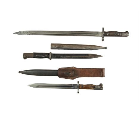 A BRITISH PATTERN 1907 WILKINSON BAYONET, for a Lee Enfield Rifle, the single fuller; single edge blade 17 (43cm) with two pa