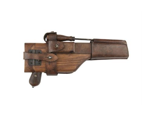 A C96 MAUSER HANDGUN or “Peter the Painter”, complete with wooden stock or holding case and leather holster, decommissioned, 