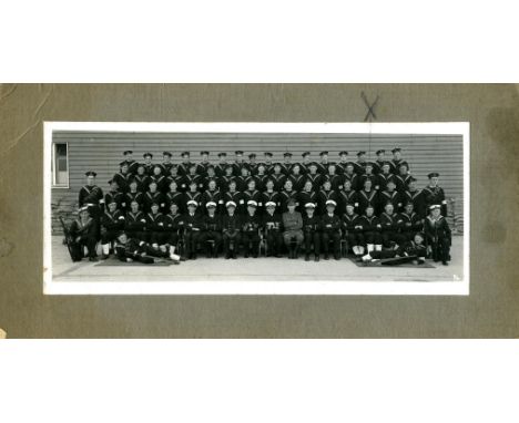 START OF THE IRISH NAVAL SERVICEA very rare mounted photograph, circa 3 ins x 8 ins, showing about sixty uniformed members of