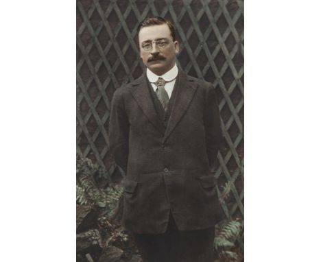 NATION BUILDERS:  COLLINS AND GRIFFITH A fine pair of coloured photographic portraits (possibly hand-tinted in detail), showi
