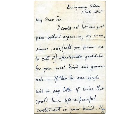 O'CONNELL (DANIEL) 'THE LIBERATOR' An original manuscript letter mostly in a secretarial hand, 3pp. (single folded sheet, the