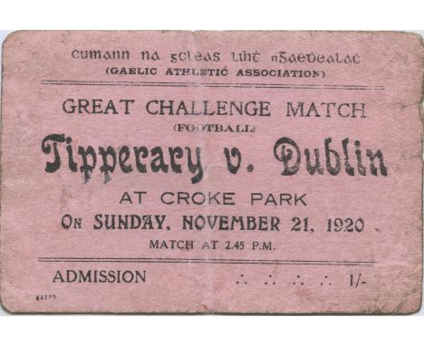 A DAY TO REMEMBER CUMANN NA GCLEAS LUITH NGAEDHEALACH [GAELIC ATHLETIC ASSOCIATION]. Great Challenge Match (Football) . Tippe