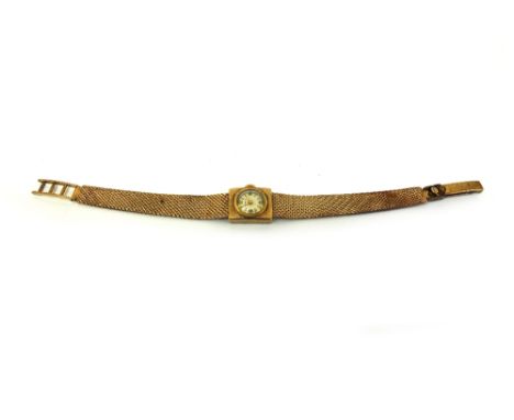 A 9ct yellow gold Longines lady's wristwatch, London 1938, with 10mm diameter dial aperture and engine turned case, integral 