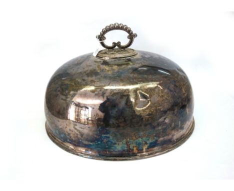 Paul Storr:  An Old Sheffield plate oval meat dish cover, lobed and fluted, the chased silver detachable handle, Paul Storr, 