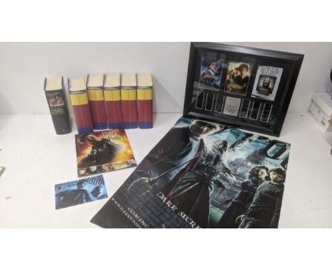 Harry Potter collectables to include Order of the Phoenix six books, a poster, a magazine and original 35mm film cell limited