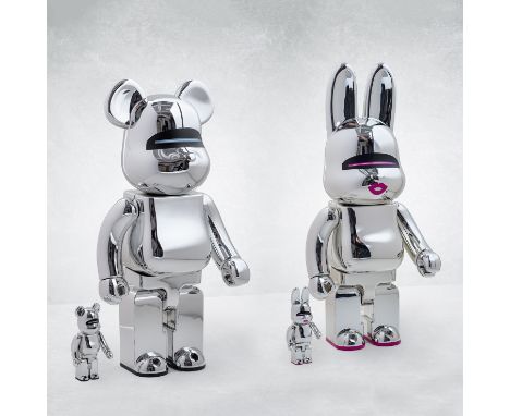 Hajime Sorayama (Japanese 1947-), 'Sexy Robot Chrome Be@rbrick 400% &amp; 100%/Sexy Robot Chrome R@bbrick 400% &amp; 100%', 2