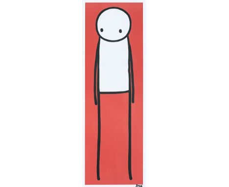 Stik (British 1979-), 'Standing Figure (UK Big Issue Red), 2013, offset lithograph in colours on paper, signed in black ink, 