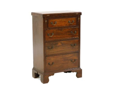 A small George III-style mahogany bachelor's chest, 20th century, the folding top above a short drawer and three graduated ex