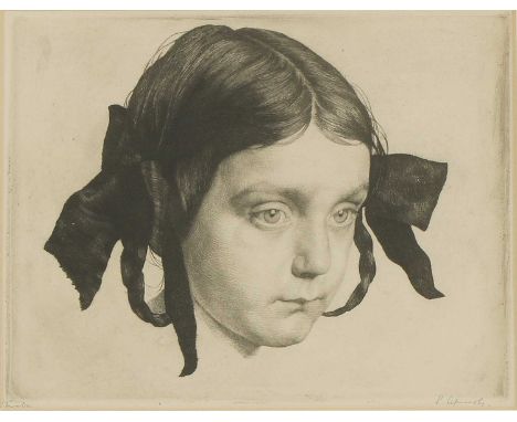 Sigmund Lipinsky (German, 1873-1940)Portrait of Eva Lipinskyetching, signed in pencilplate 17.5 x 23cmCondition report: Some 