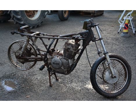 A Yamaha XZ 250 motorcycle, approx. 1975. The four-stroke, twin-cylinder, air cooled engine is currently seized. Parts missin