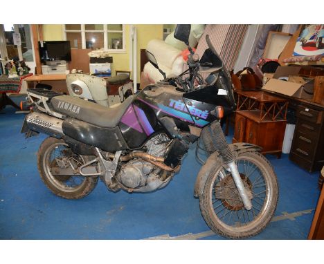 A 1996 Yamaha XTZ660 Ténéré 660 cc Adventure Motorcycle with a four-stroke, four-valve, single cylinder, air cooled, electric
