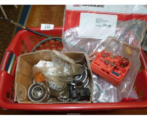 Vapormatic hydraulic ram seals (VPJ4060), control cable and a quantity of new bearing races and a selection of vehicle light-