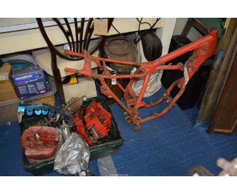 A quantity of Honda CR450 parts (1981), frame no. JE0105BC204659, the two-stroke, single-cylinder, air cooled engine (marked 