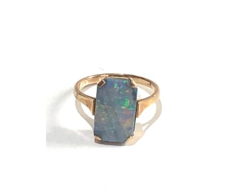 Vintage 9ct gold opal doublet ring 2g 